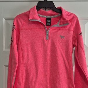 Pink Victoria Secret Shirt Small 1/4 Zip Active Pullover Stretch Back Pocket